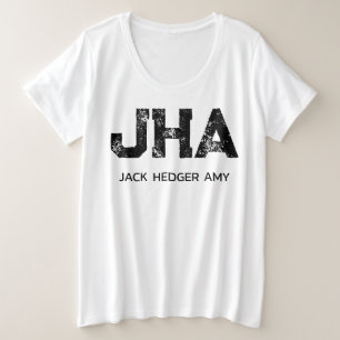 MINIMALISTISCHES SCHWARZES DREIBUCHSTABEN-MONOGRAM GROßE GRÖßE T-Shirt
