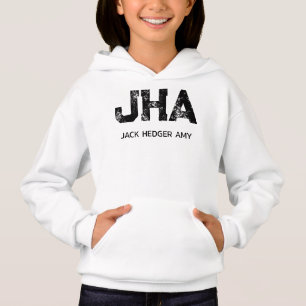 MINIMALISTISCHES SCHWARZES DREIBUCHSTABEN-MONOGRAM HOODIE