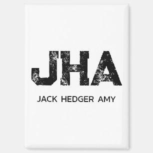 MINIMALISTISCHES SCHWARZES DREIBUCHSTABEN-MONOGRAM MAGNET