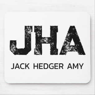 MINIMALISTISCHES SCHWARZES DREIBUCHSTABEN-MONOGRAM MOUSEPAD