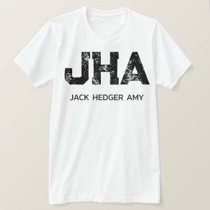 MINIMALISTISCHES SCHWARZES DREIBUCHSTABEN-MONOGRAM T-Shirt