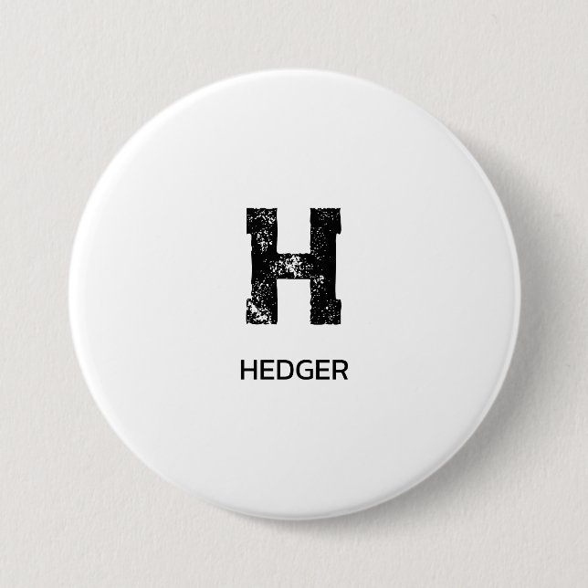 MINIMALISTISCHES SCHWARZES EIN-BUCHSTABEN-MONOGRAM BUTTON (Vorderseite)