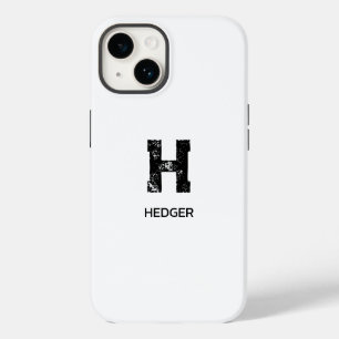 MINIMALISTISCHES SCHWARZES EIN-BUCHSTABEN-MONOGRAM Case-Mate iPhone 14 HÜLLE