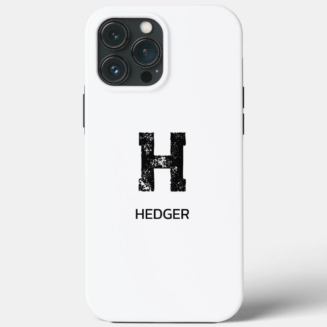 MINIMALISTISCHES SCHWARZES EIN-BUCHSTABEN-MONOGRAM Case-Mate iPhone HÜLLE (Rückseite)