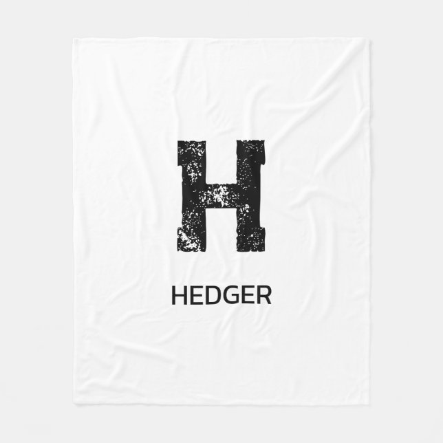 MINIMALISTISCHES SCHWARZES EIN-BUCHSTABEN-MONOGRAM FLEECEDECKE (Vorderseite)