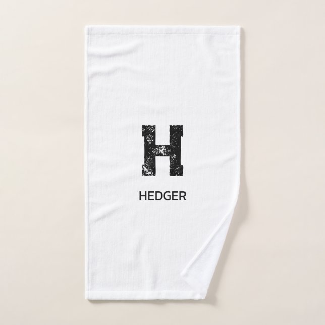 MINIMALISTISCHES SCHWARZES EIN-BUCHSTABEN-MONOGRAM HANDTUCH (Handtuch)