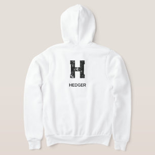 MINIMALISTISCHES SCHWARZES EIN-BUCHSTABEN-MONOGRAM HOODIE