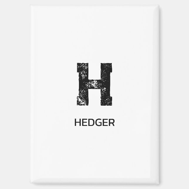 MINIMALISTISCHES SCHWARZES EIN-BUCHSTABEN-MONOGRAM MAGNET (Vorderseite)