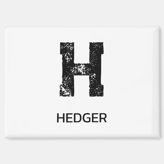 MINIMALISTISCHES SCHWARZES EIN-BUCHSTABEN-MONOGRAM MAGNET (Vorderseite)