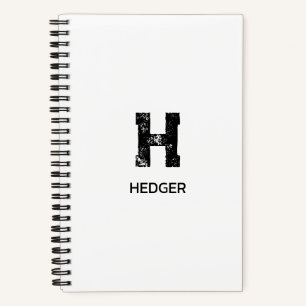 MINIMALISTISCHES SCHWARZES EIN-BUCHSTABEN-MONOGRAM NOTIZBUCH