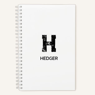 MINIMALISTISCHES SCHWARZES EIN-BUCHSTABEN-MONOGRAM NOTIZBUCH