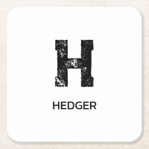 MINIMALISTISCHES SCHWARZES EIN-BUCHSTABEN-MONOGRAM RECHTECKIGER PAPPUNTERSETZER