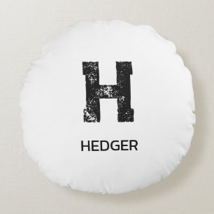 MINIMALISTISCHES SCHWARZES EIN-BUCHSTABEN-MONOGRAM RUNDES KISSEN