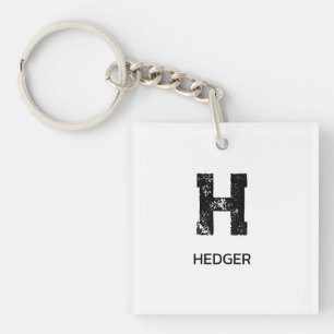 MINIMALISTISCHES SCHWARZES EIN-BUCHSTABEN-MONOGRAM SCHLÜSSELANHÄNGER
