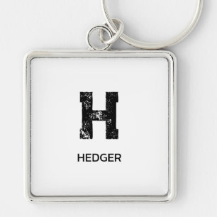MINIMALISTISCHES SCHWARZES EIN-BUCHSTABEN-MONOGRAM SCHLÜSSELANHÄNGER