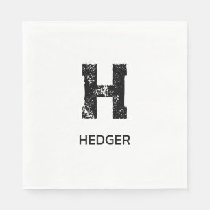 MINIMALISTISCHES SCHWARZES EIN-BUCHSTABEN-MONOGRAM SERVIETTE
