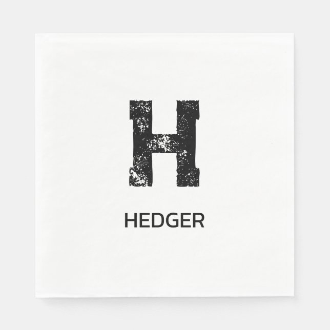 MINIMALISTISCHES SCHWARZES EIN-BUCHSTABEN-MONOGRAM SERVIETTE (Vorderseite)