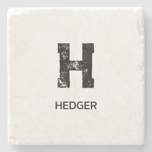 MINIMALISTISCHES SCHWARZES EIN-BUCHSTABEN-MONOGRAM STEINUNTERSETZER