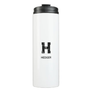 MINIMALISTISCHES SCHWARZES EIN-BUCHSTABEN-MONOGRAM THERMOSBECHER