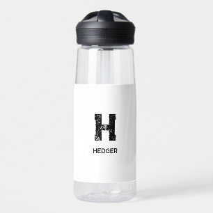 MINIMALISTISCHES SCHWARZES EIN-BUCHSTABEN-MONOGRAM TRINKFLASCHE