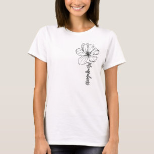 Minimalistisches schwarzes florales Line-Art-Desig T-Shirt