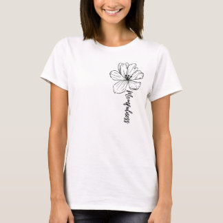 Minimalistisches schwarzes florales Line-Art-Desig T-Shirt