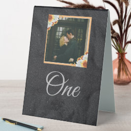 Minimalistisches Schwarzes Foto Elegante Hochzeit Tischaufsteller