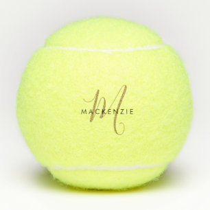 Minimalistisches schwarzes goldenes Schriftmonogra Tennisbälle