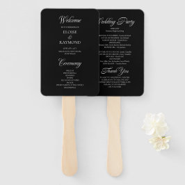 Minimalistisches Schwarzes Hochzeitsprogramm für K Fächer