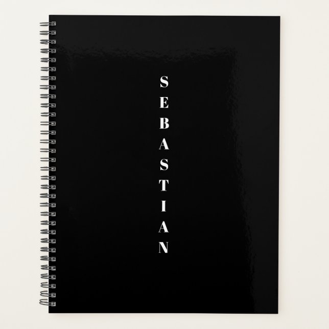 Minimalistisches schwarzes Jahr oder Monogramm Planer (Vorderseite)