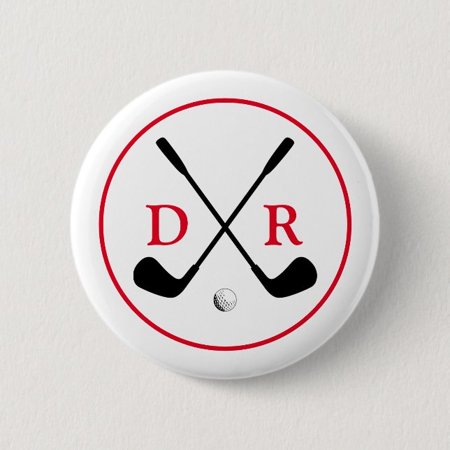 Minimalistisches Schwarzes Logo und Monogram Golf  Button (Vorderseite)