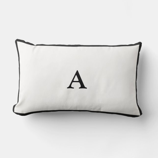 Minimalistisches Schwarzes Monogramm Lumbalwirbelk Lendenkissen (Vorderseite)