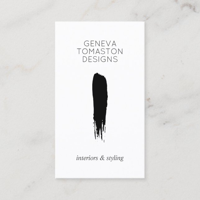 Minimalistisches Schwarzes Pinselstrich-Designer-L Visitenkarte (Vorderseite)