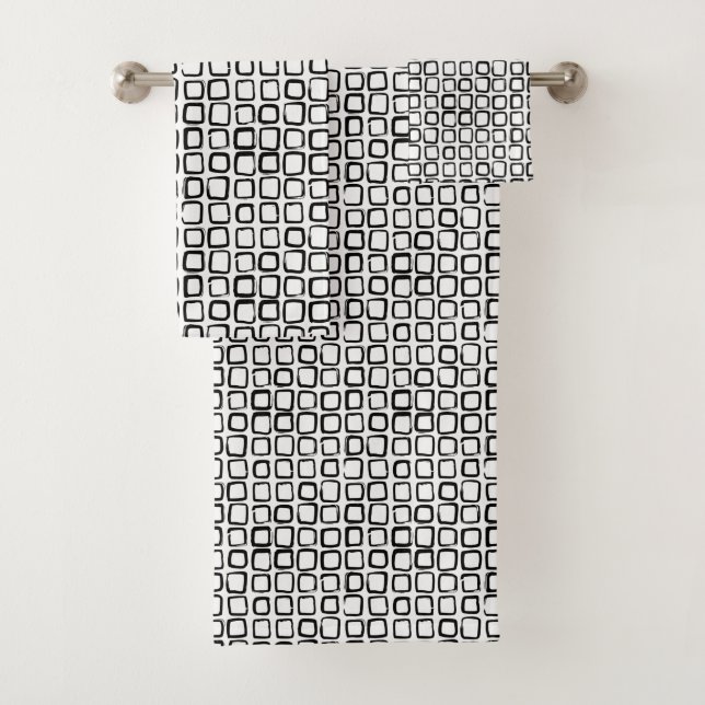 Minimalistisches Schwarzes Quadrat Abstraktes Must Badhandtuch Set (Insitu)