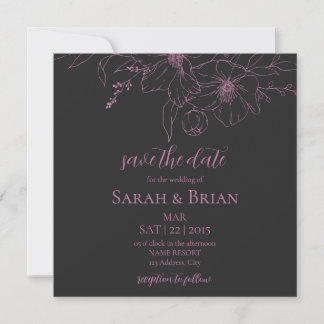 Minimalistisches Schwarzes Rosa Save the Date