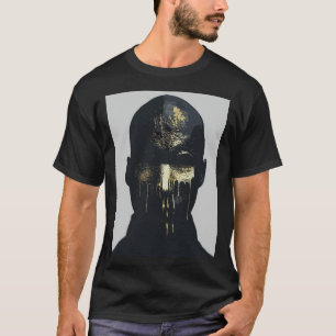 Minimalistisches schwarzes und goldenes abstraktes T-Shirt