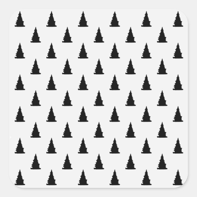 Minimalistisches schwarzes Weihnachtsbaummuster au Quadratischer Aufkleber (Vorderseite)