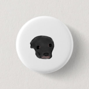 Minimalistisches schwarzes Welpenporträt-Geschenk Button