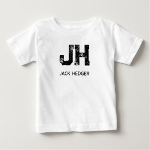 MINIMALISTISCHES SCHWARZES ZWEI-BUCHSTABEN-MONOGRA BABY T-SHIRT