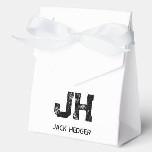 MINIMALISTISCHES SCHWARZES ZWEI-BUCHSTABEN-MONOGRA GESCHENKSCHACHTEL