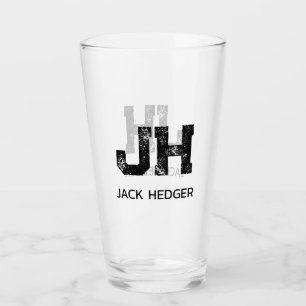 MINIMALISTISCHES SCHWARZES ZWEI-BUCHSTABEN-MONOGRA GLAS