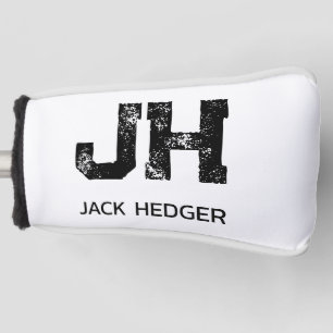 MINIMALISTISCHES SCHWARZES ZWEI-BUCHSTABEN-MONOGRA GOLF HEADCOVER