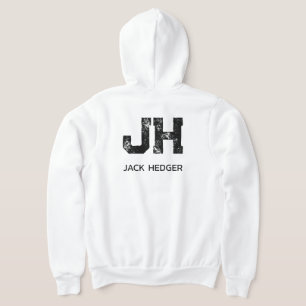 MINIMALISTISCHES SCHWARZES ZWEI-BUCHSTABEN-MONOGRA HOODIE
