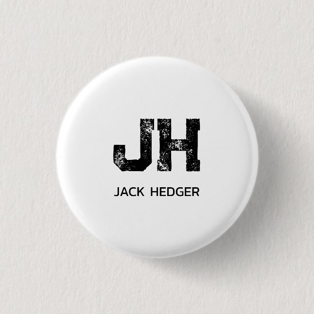 MINIMALISTISCHES SCHWARZES ZWEIBUCHSTABEN-MONOGRAM BUTTON (Vorderseite)