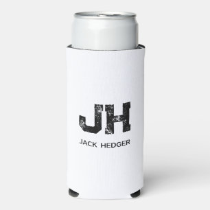 MINIMALISTISCHES SCHWARZES ZWEIBUCHSTABEN-MONOGRAM SELTERS DOSENKÜHLER
