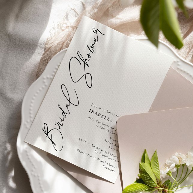 Minimalistisches Schwarzweiß-Brautparty Einladung (Von Creator hochgeladen)