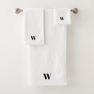 Minimalistisches Schwarzweiß-Monogramm Badhandtuch Set