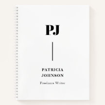 Minimalistisches Schwarzweiß-Monogramm-Notebook
