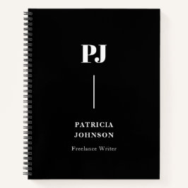 Minimalistisches Schwarzweiß-Monogramm Notizbuch