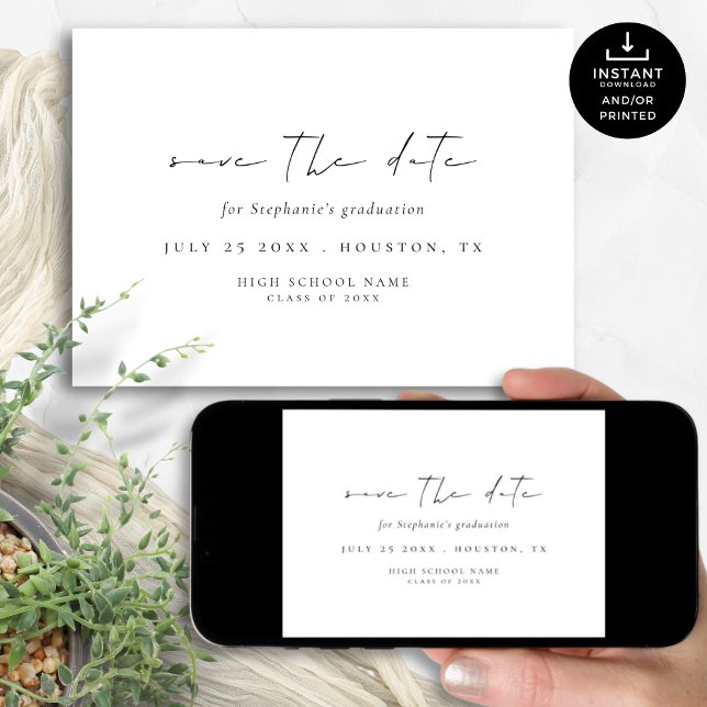 Minimalistisches Script 2024 Abschluss Save the Da Save The Date (Von Creator hochgeladen)